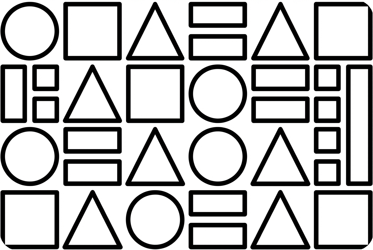 简单形状涂色页插画