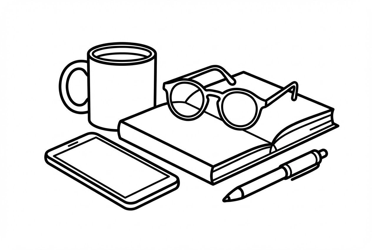 日常物品涂色页插画