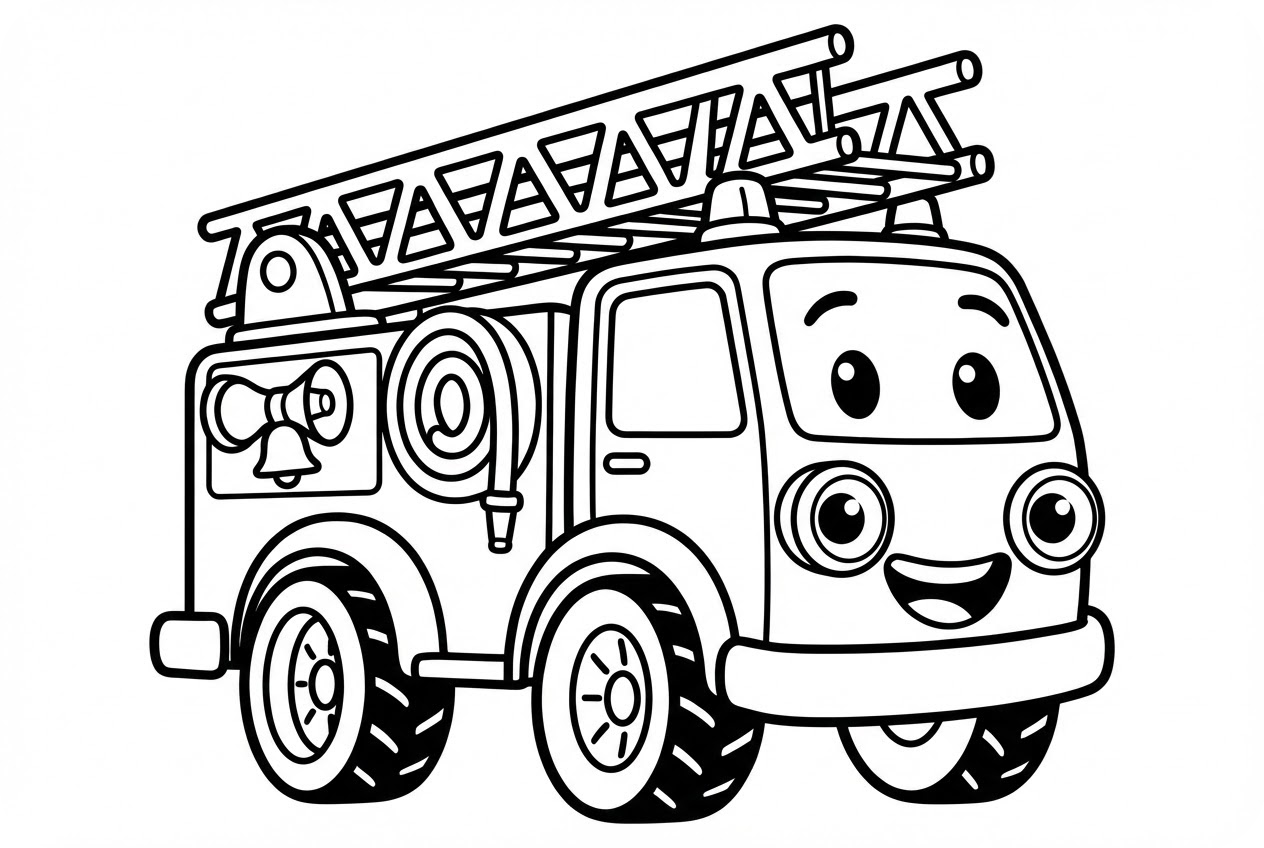 消防车涂色页插图
