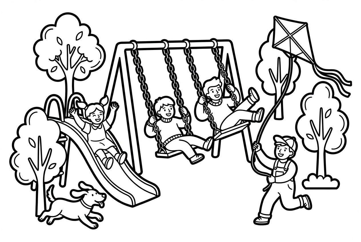 Illustration: Strichzeichnungen-Malbild