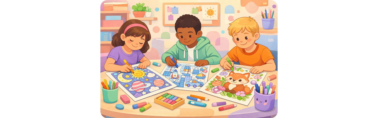 중학생을 위한 색칠 페이지 일러스트레이션