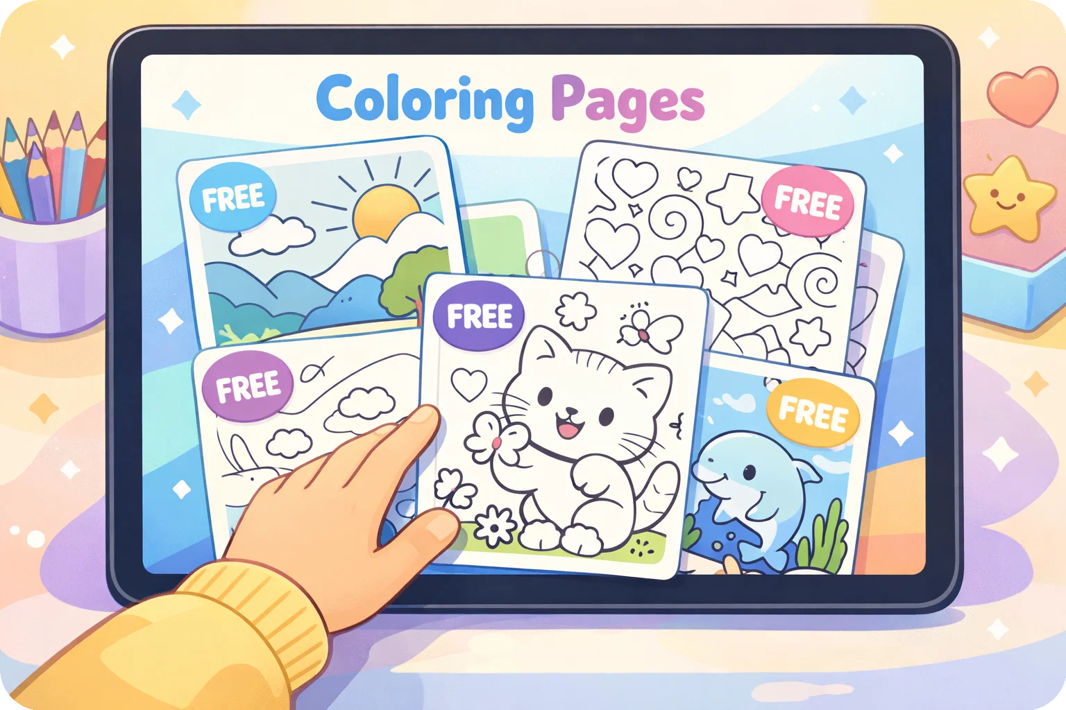 무료 색칠 페이지 일러스트레이션