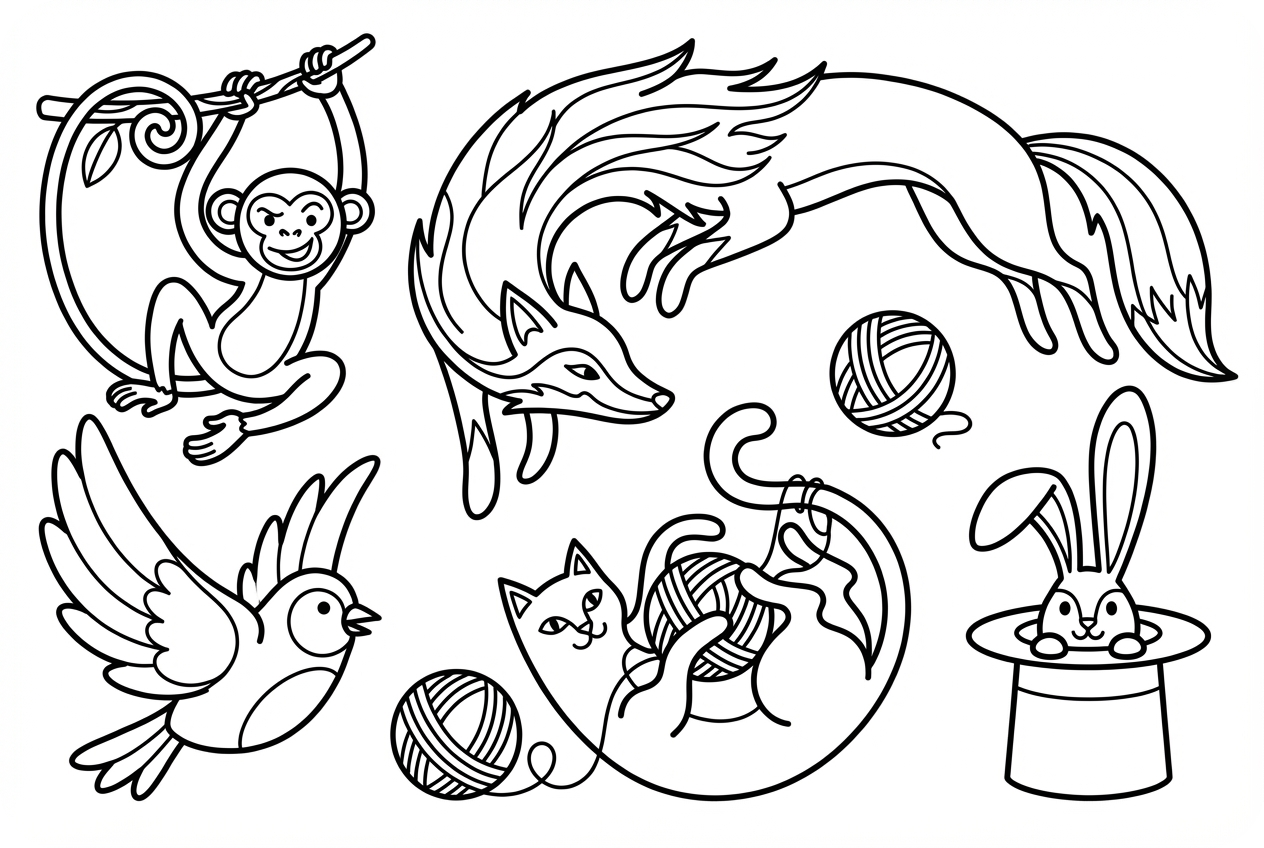 멋진 동물 색칠 공부 책 일러스트레이션