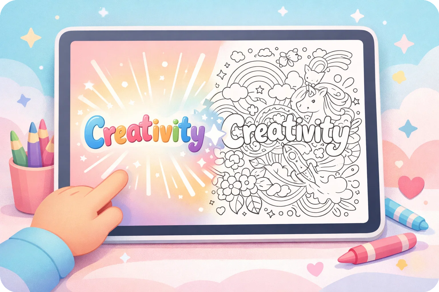 텍스트를 색칠 공부 페이지로 변환 일러스트