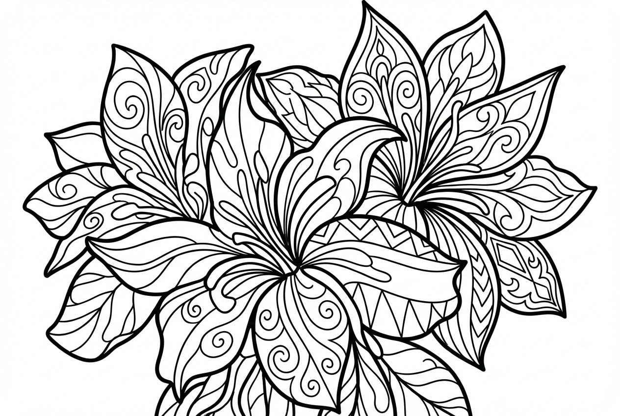 큰 글씨 꽃 색칠 공부 페이지 일러스트