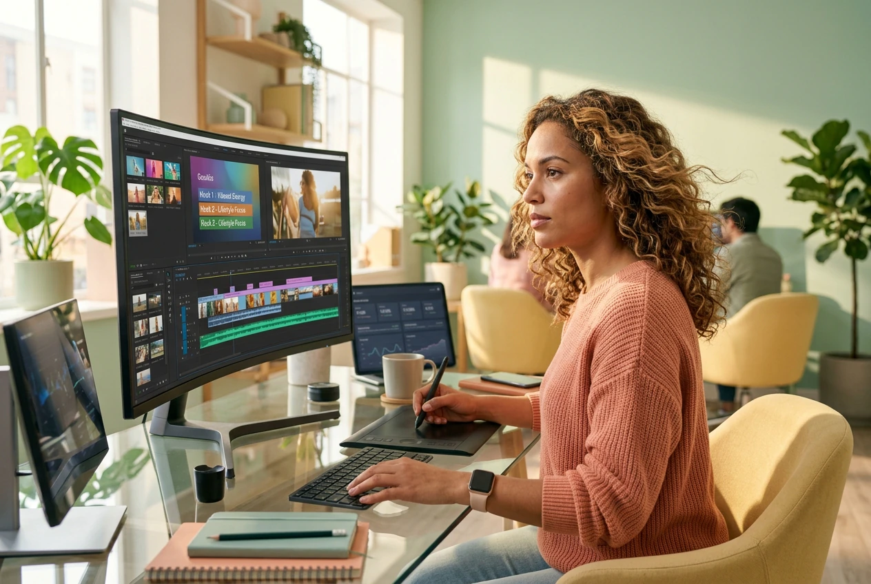 Growth hacker using AI Video Generator for ads