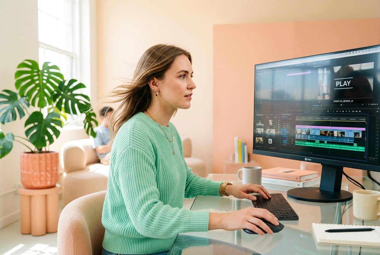 Freelancer rendering clips with AI Video Generator