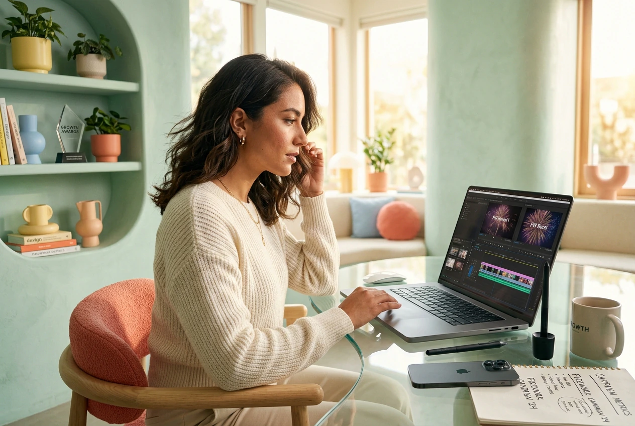 Growth hacker testing Firework Effect video variants