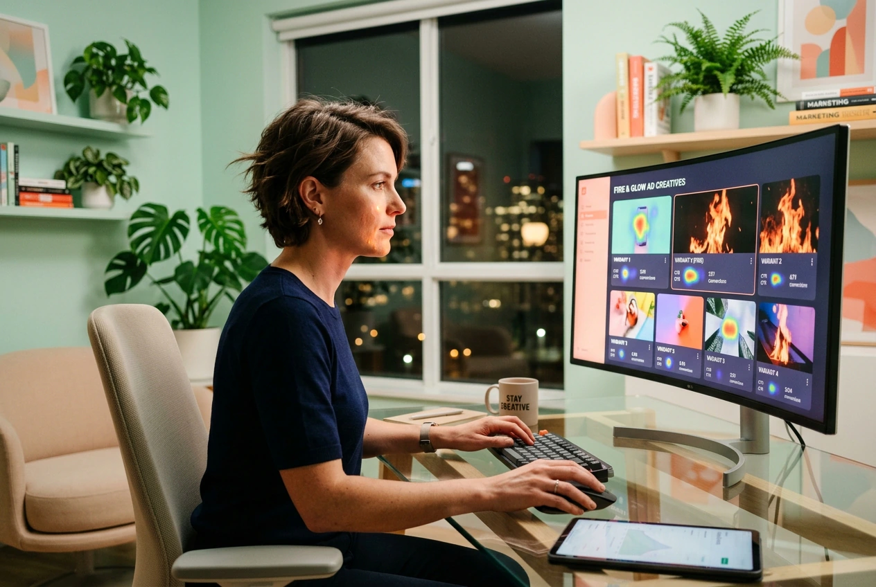 Growth hacker testing Flame Transition ad variants