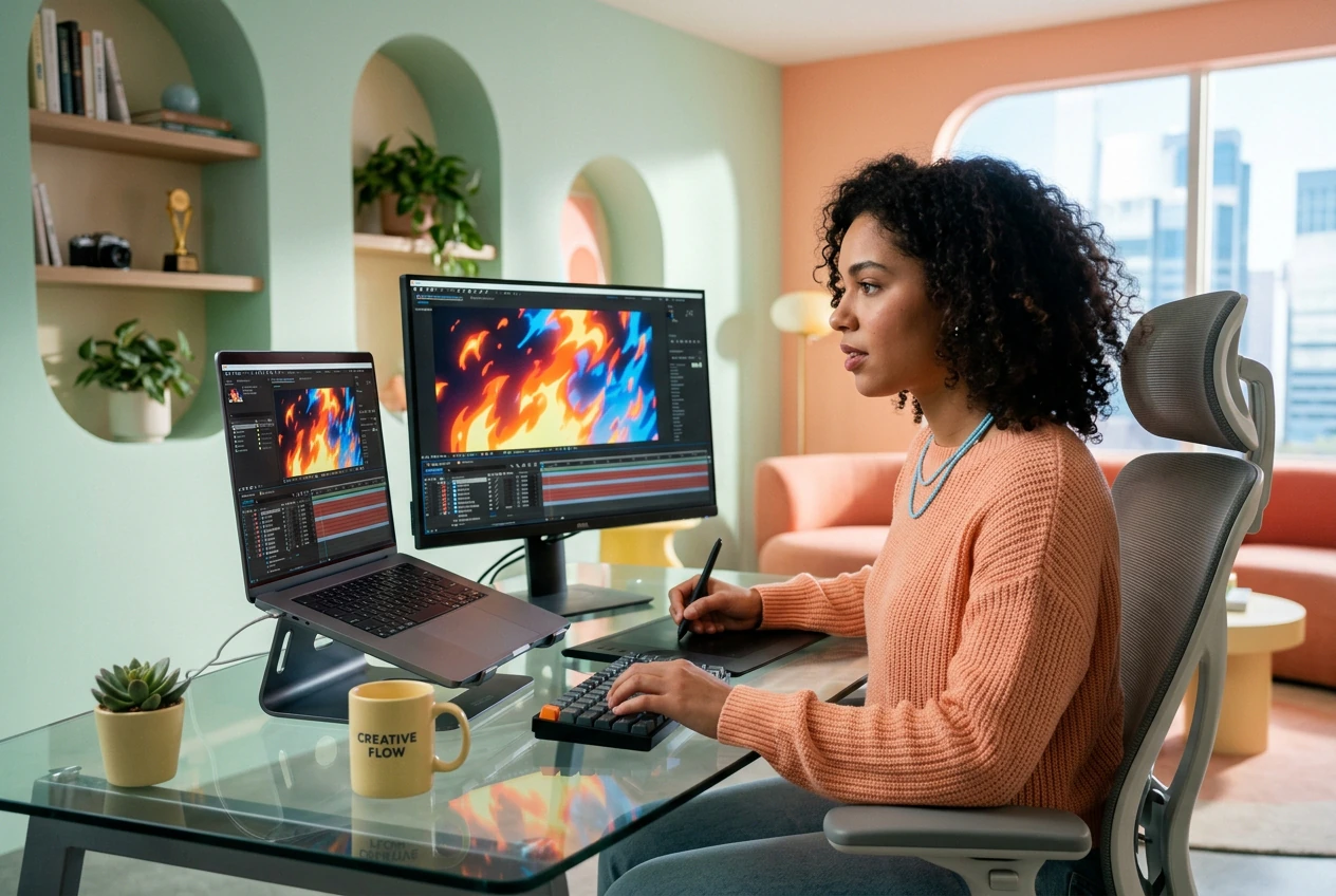 Freelancer rendering Flame Transition effect in timeline