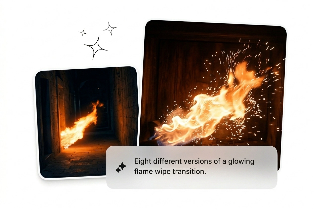 Batch generating Flame Transition wipe variants fast