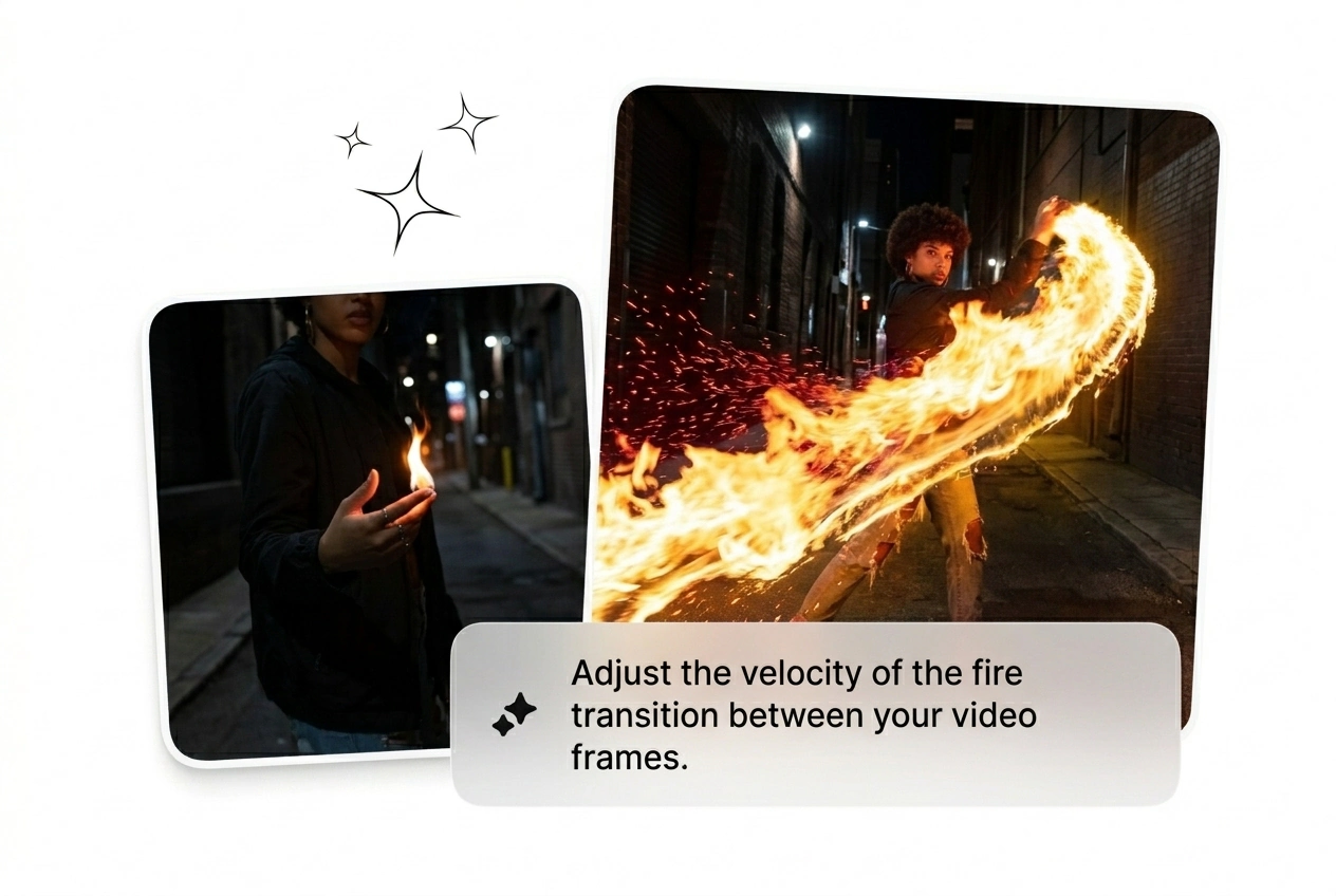 Subject locked during Flame Transition video effect