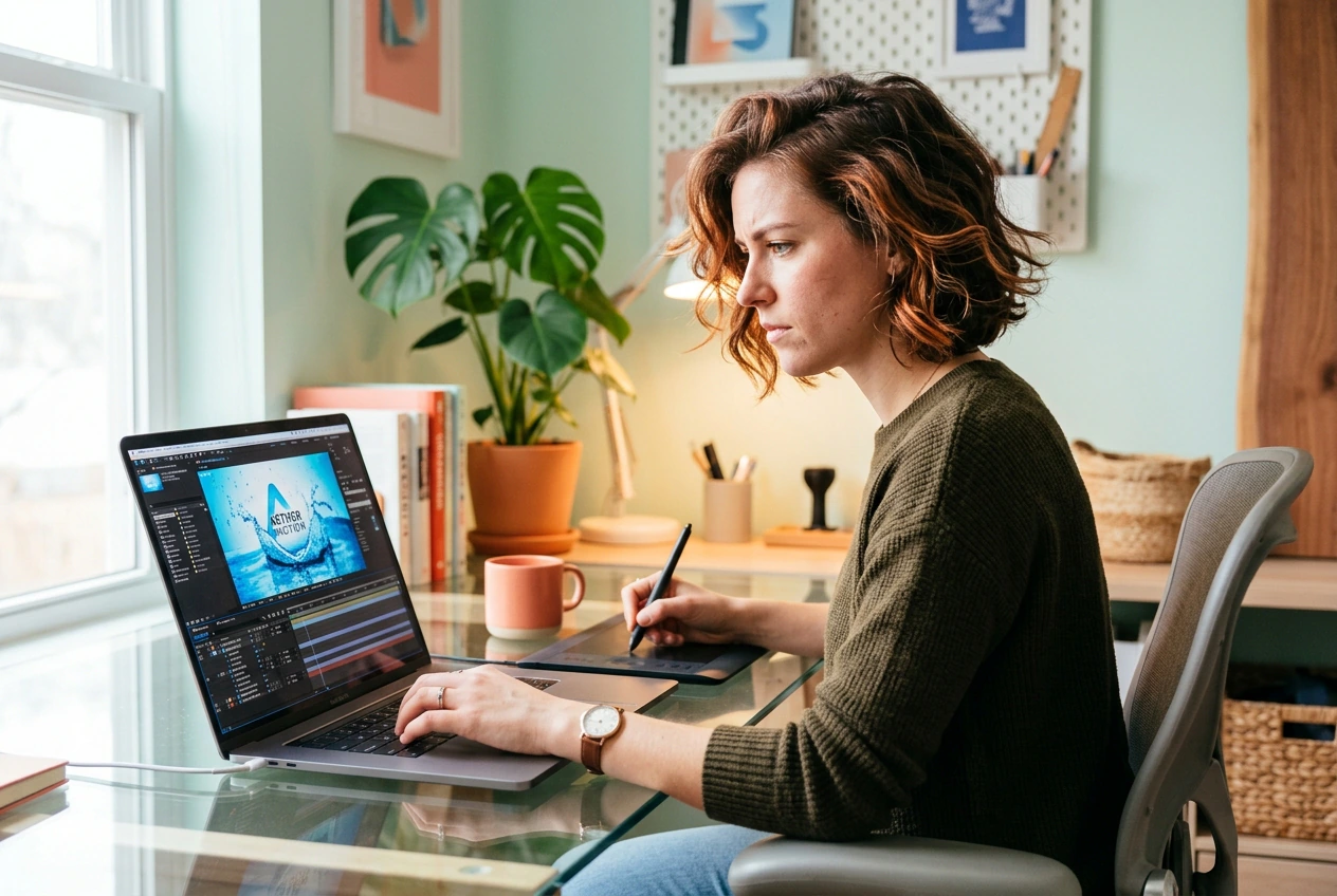 Freelancer rendering liquid splash transition AI cut