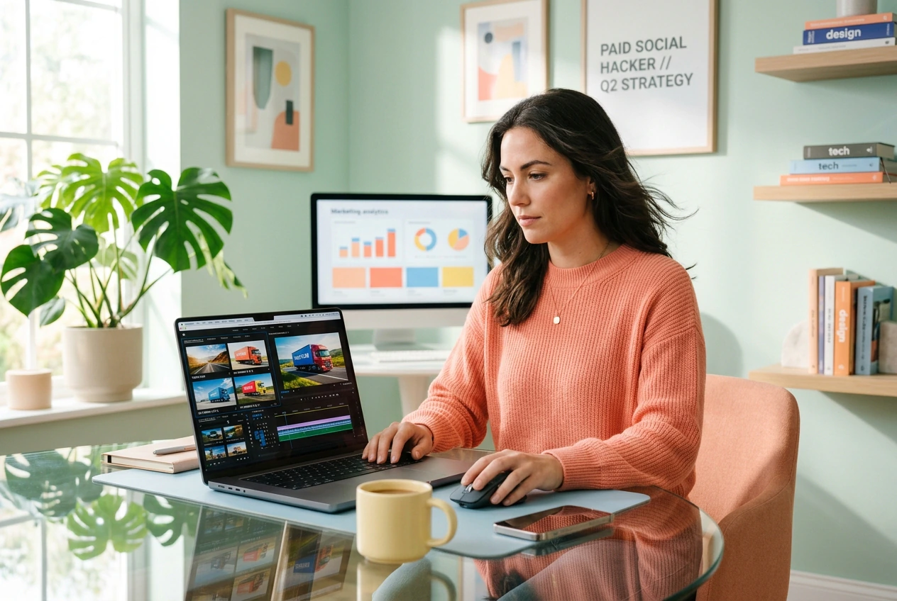 Ad creator batching Truck Transition Effect variants