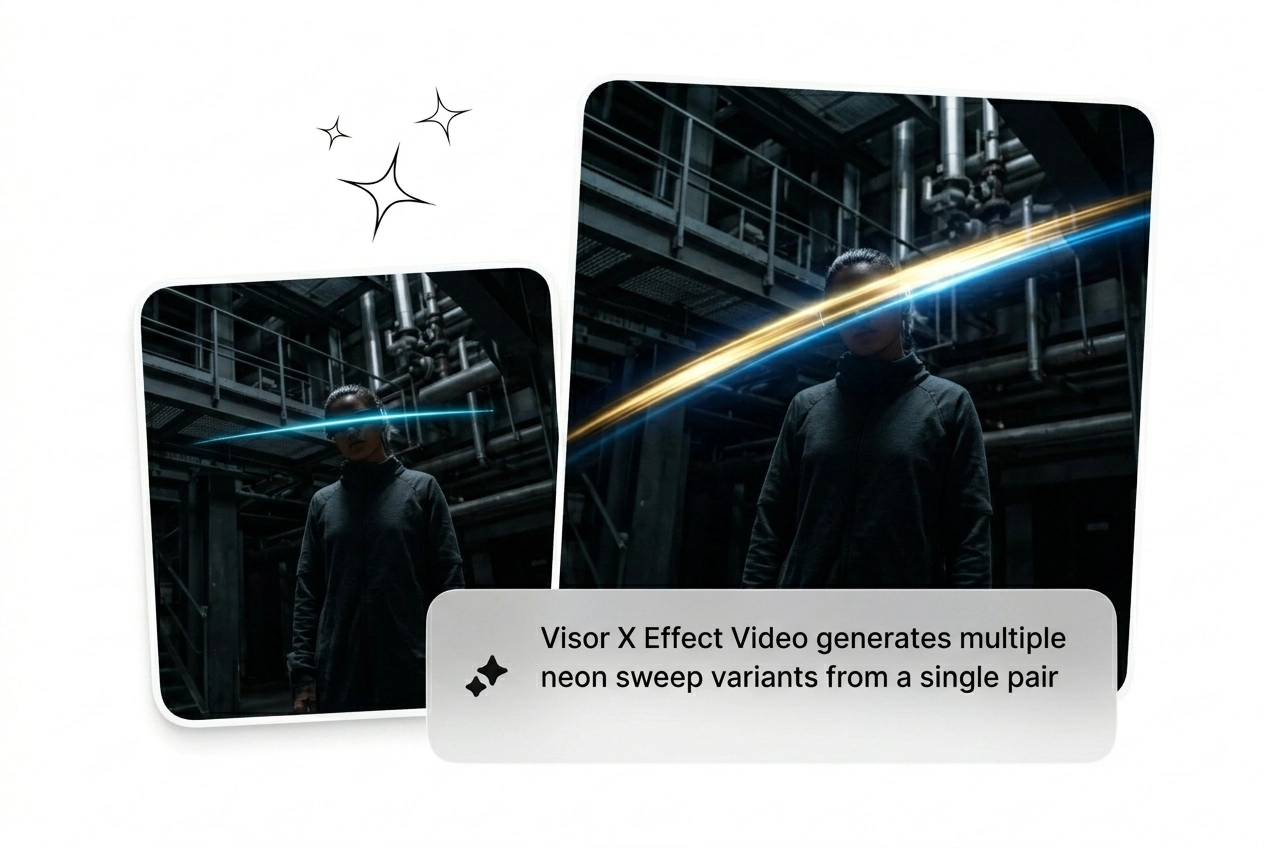 Visor X Effect batch variant output comparison grid