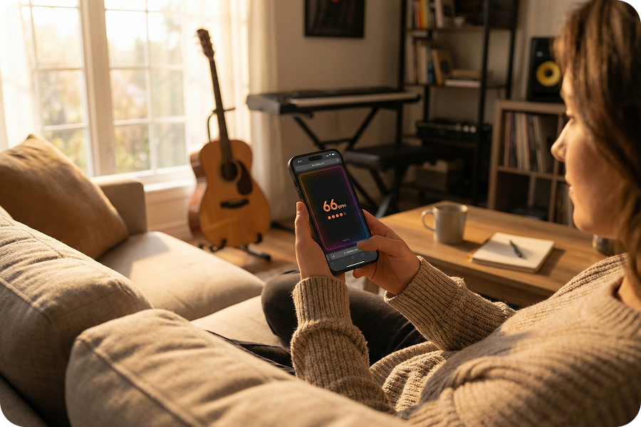 Nutzung des Online-Tempo tippen-Tools im Smartphone-Browser.