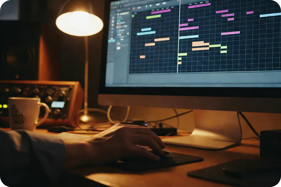 Noten verfeinern im MP3 zu MIDI Editor-Interface.