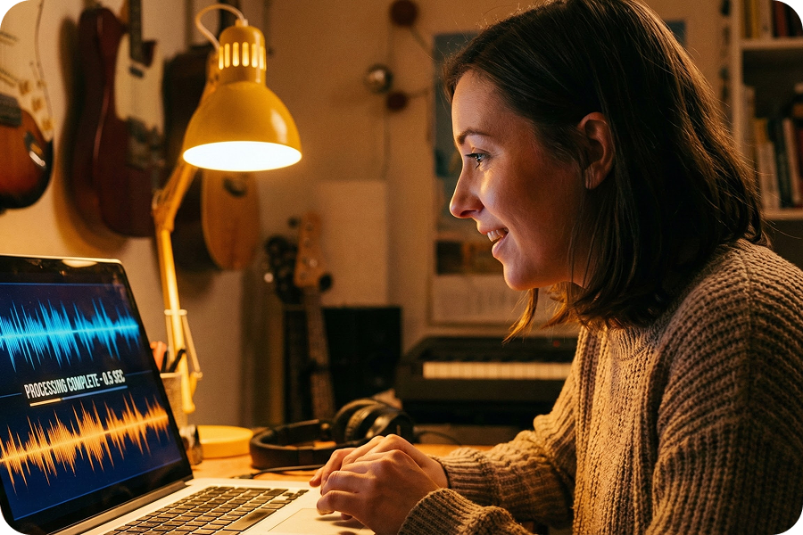 Sofortige Audio-Generierung auf der Benutzeroberfläche des Jingle-Erstellers.