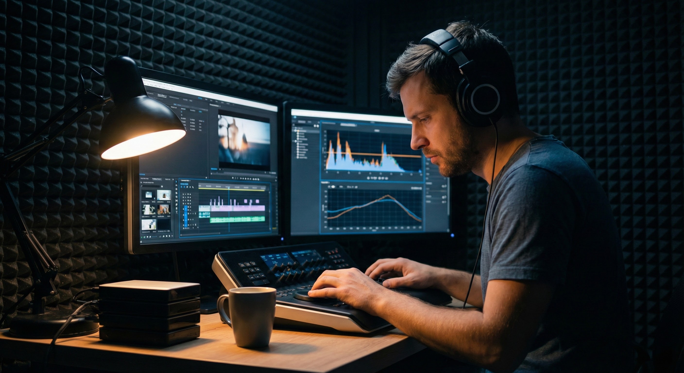 Editor de video sincronizando metraje con pistas del Creador de Beats de Rap.