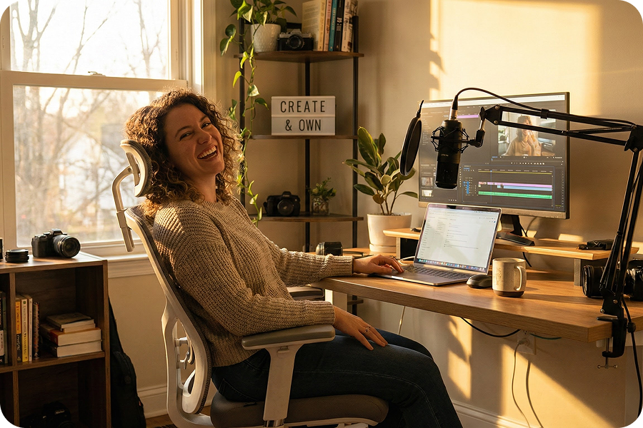 Creador disfrutando de derechos libres de regalías del Creador de Beats de Rap.