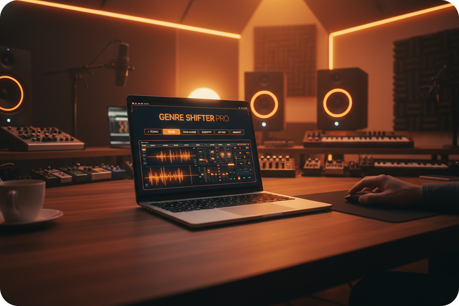 Close-up of a laptop screen displaying the interface of a diss track generator where a user is customizing themes