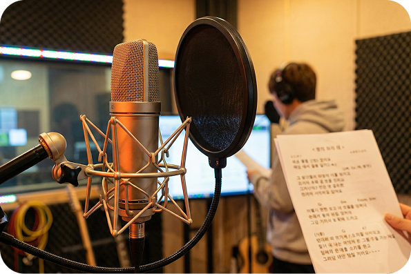 Singing with lyric created by K-pop Music Generator.