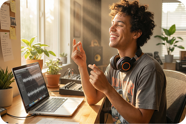 Music creator finding instant inspiration with R&B Music Generator.