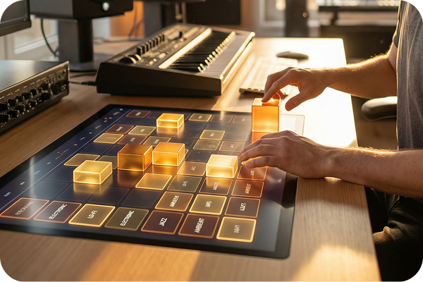 Adjusting custom settings on the R&B Music Generator interface.