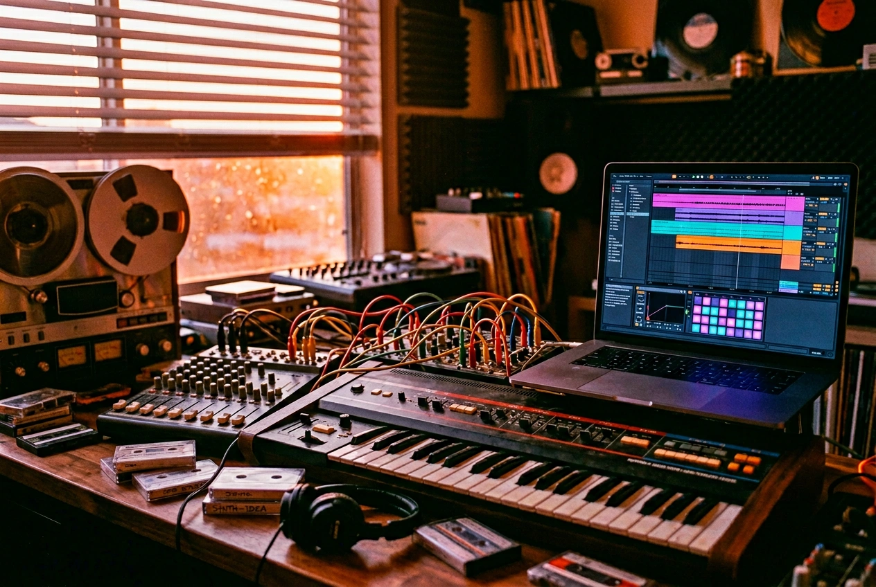 Royalty-free AI Synthpop Pop Music Generator output screen