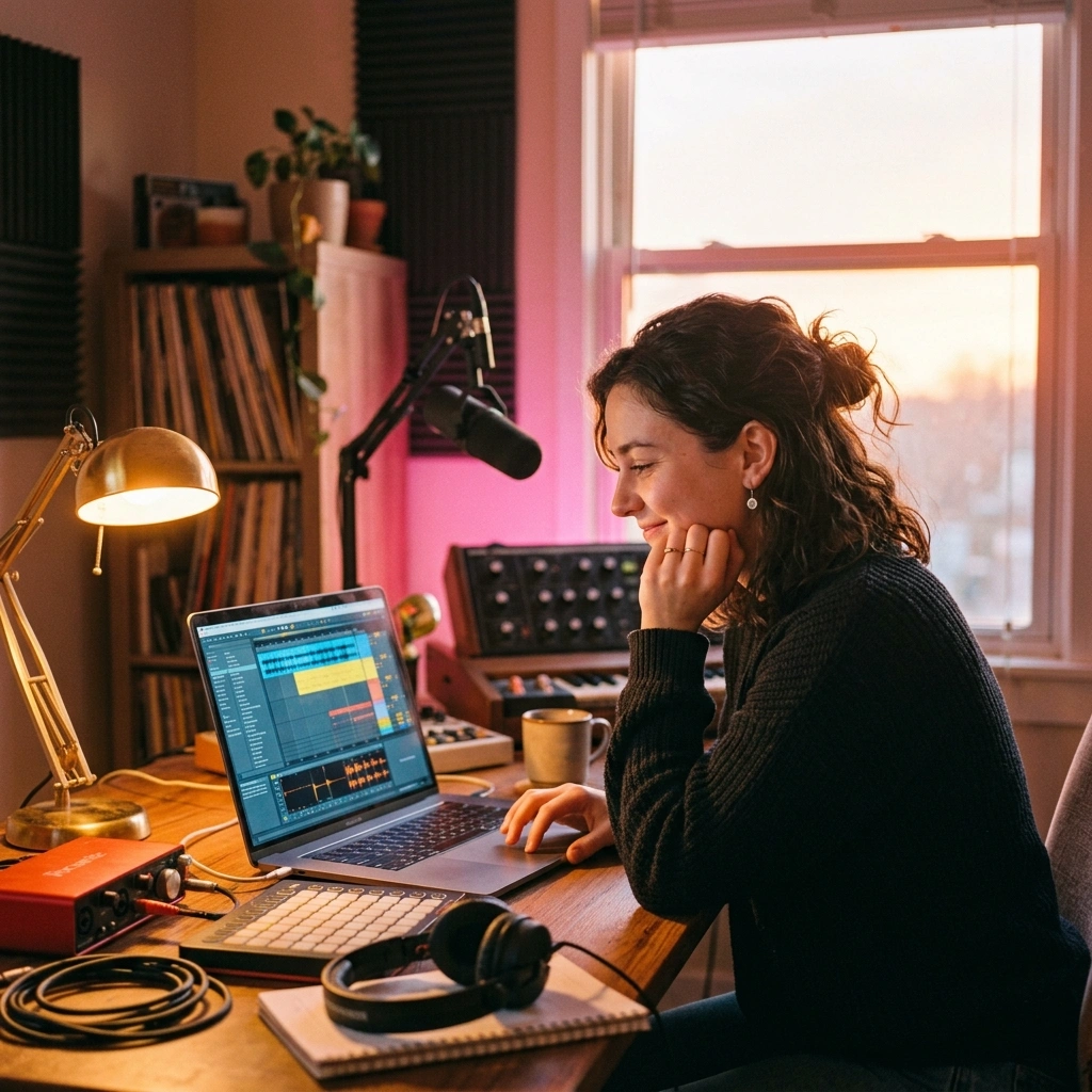 Content creator generating hardcore music with AI