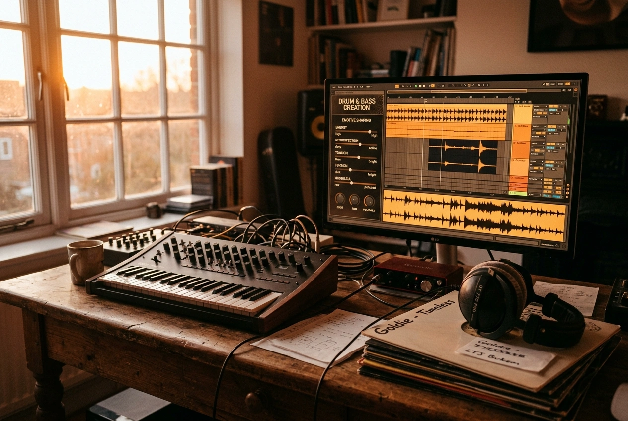 AI Drum And Bass Music Generator mood and emotion customization interface