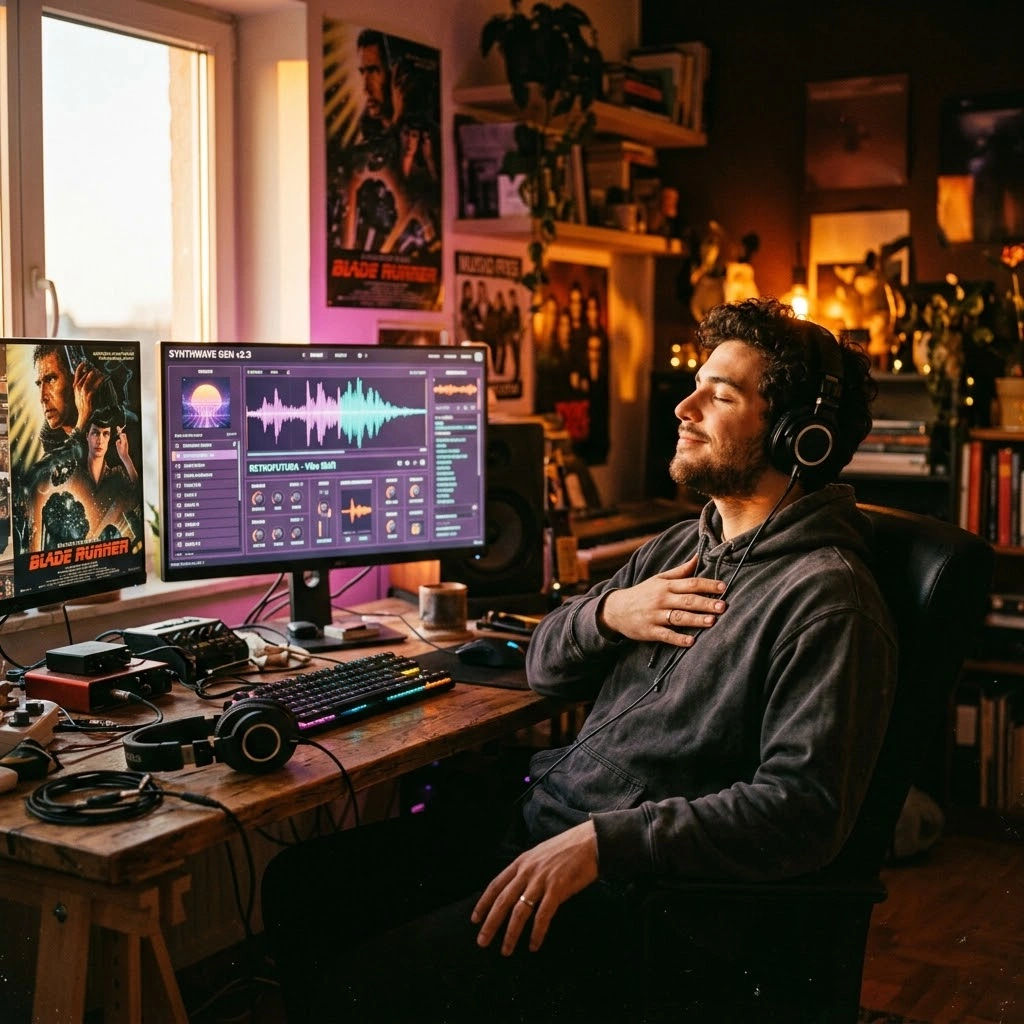 AI Synthwave Music Generator for video content creators