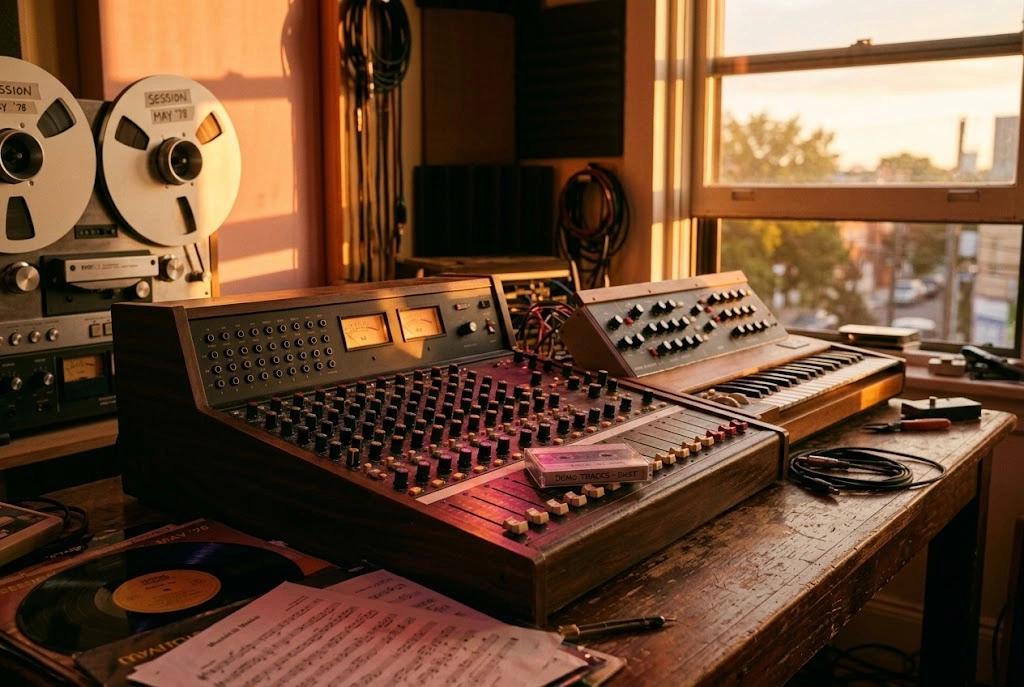 AI Vaporwave Music Generator producing eight minute track timeline