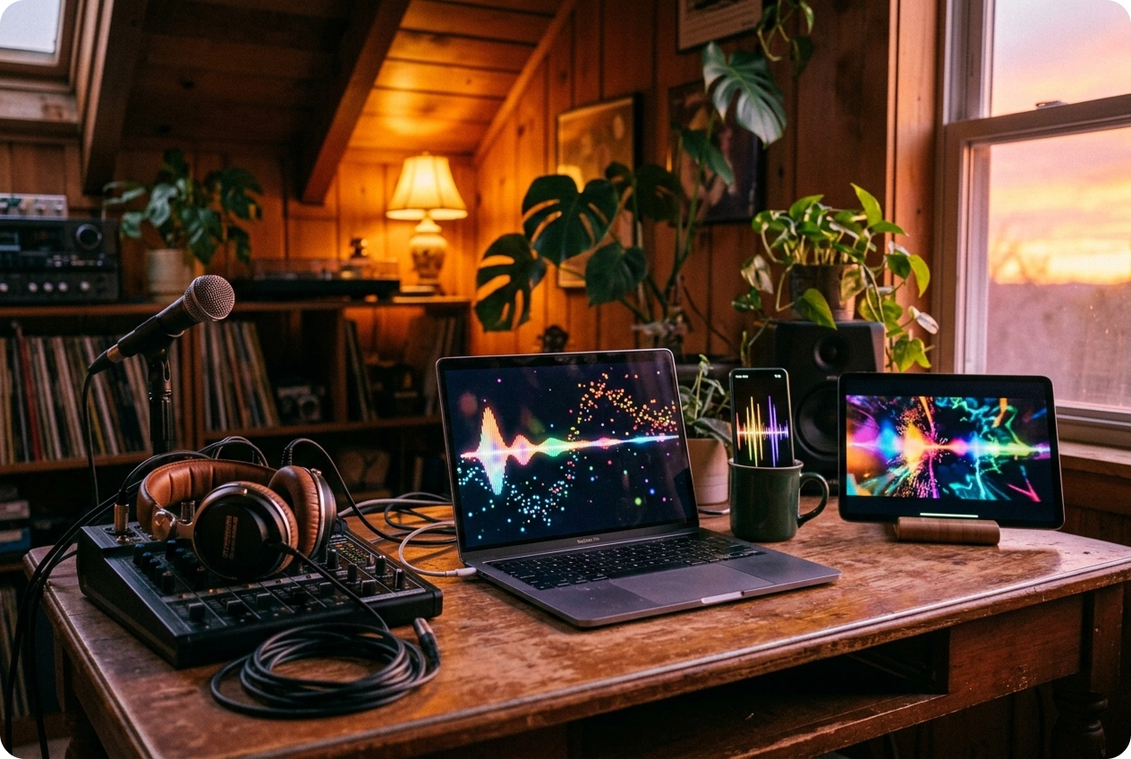 Adapting AI music visualizer for podcast scenes