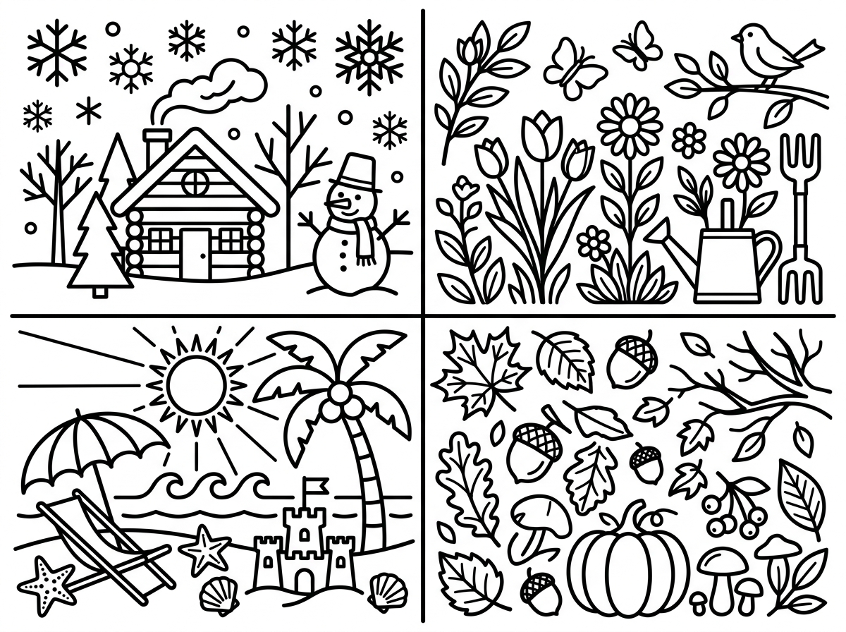 Seasonal holiday coloring pages