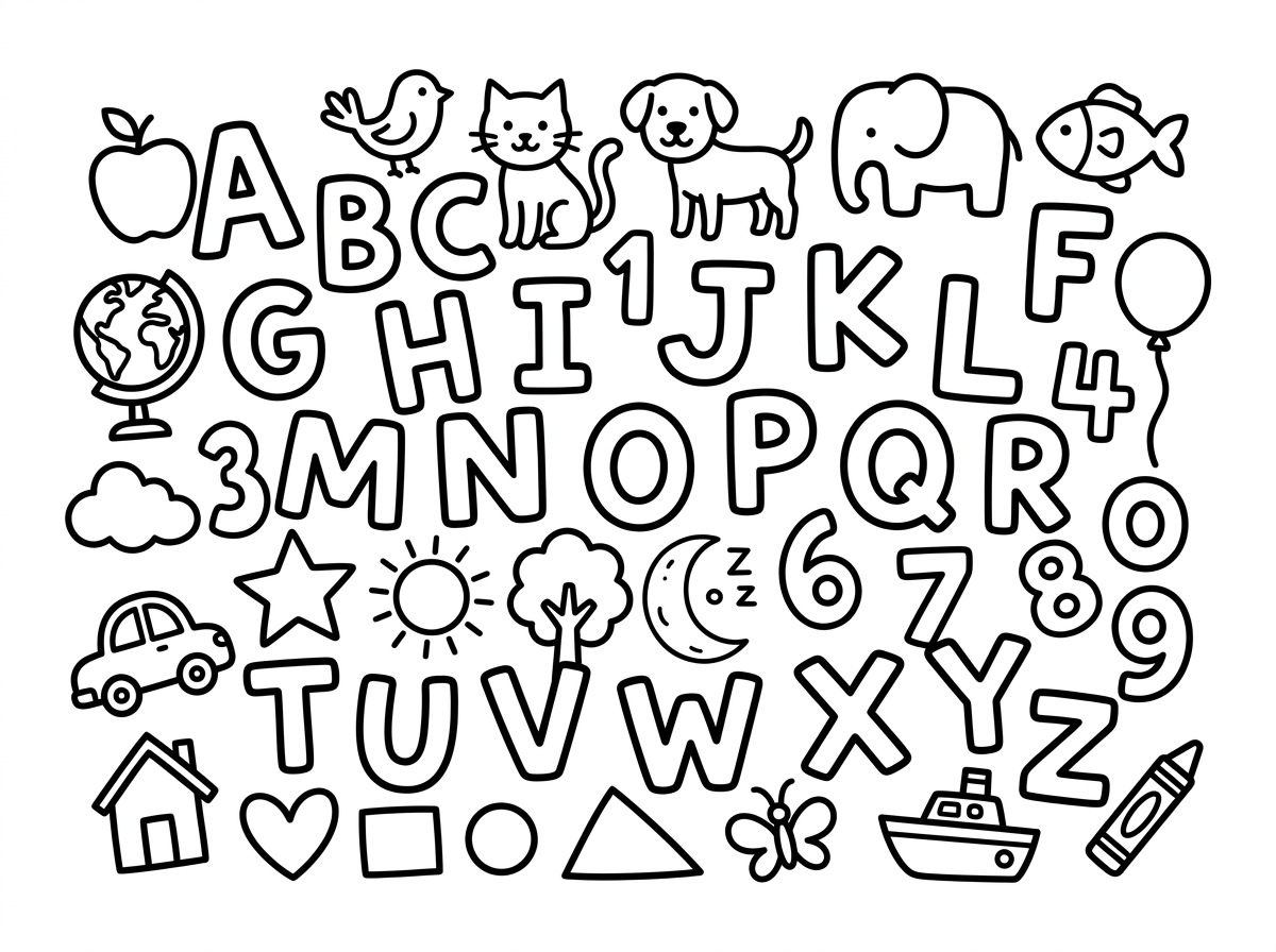 Educational alphabet and number pages
