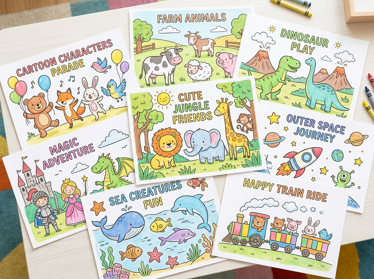 Kids friendly coloring page examples