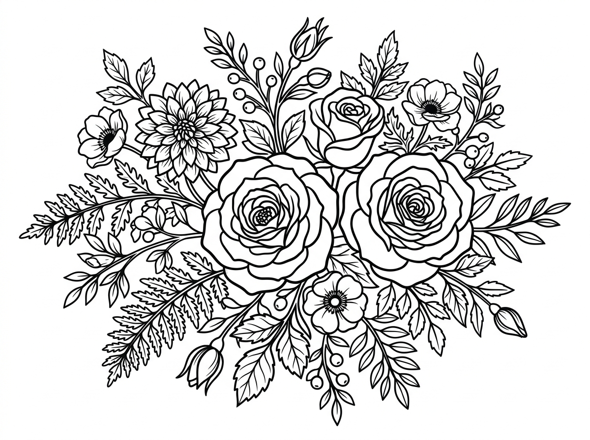 Floral pattern coloring pages