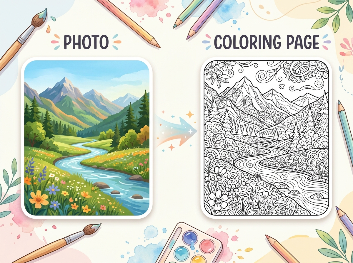 Photo to coloring page conversion