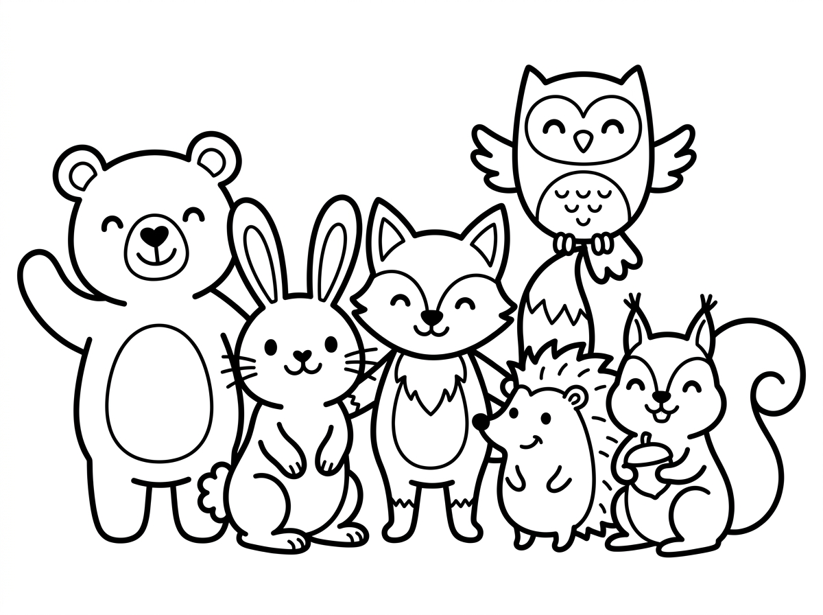 Cute animal coloring page