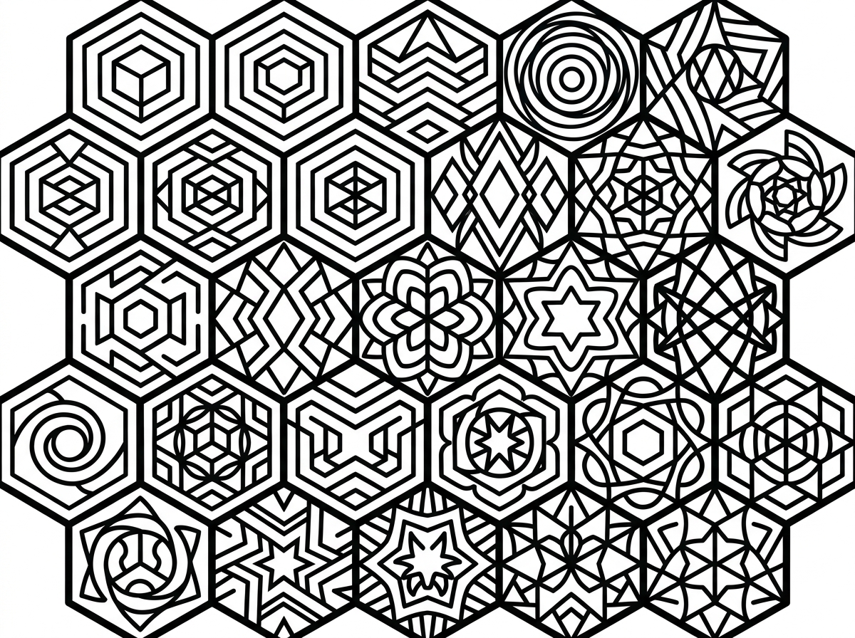 Geometric pattern coloring page