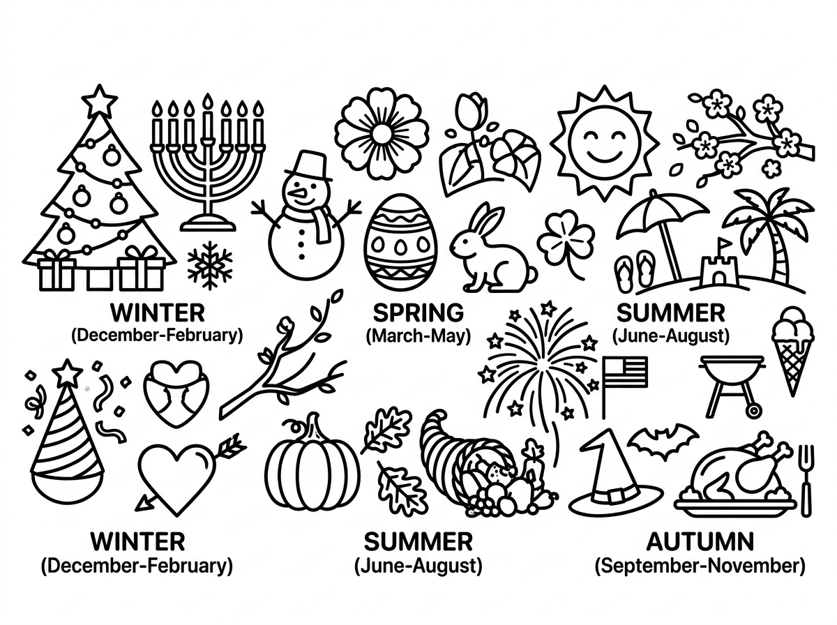 Holiday seasonal coloring page