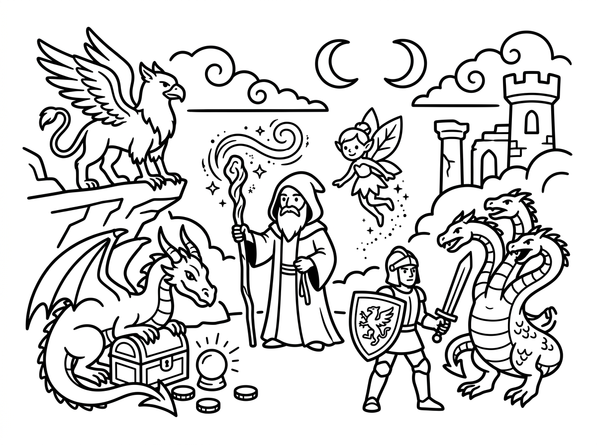 Fantasy magical coloring page