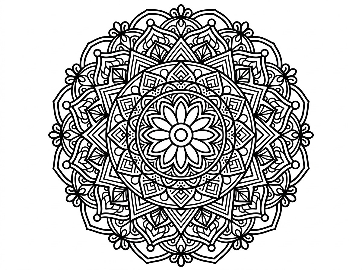 Mandala pattern coloring pages with geometric designs
