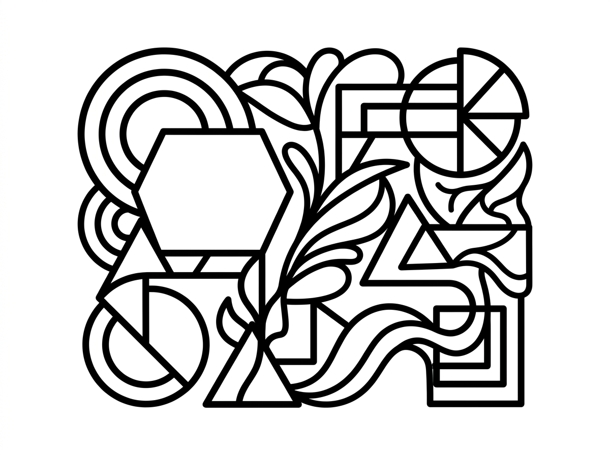 Modern abstract coloring pages with geometric shapes