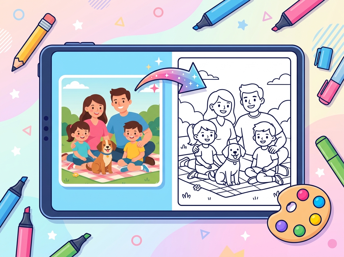 Photo being converted to printable coloring page