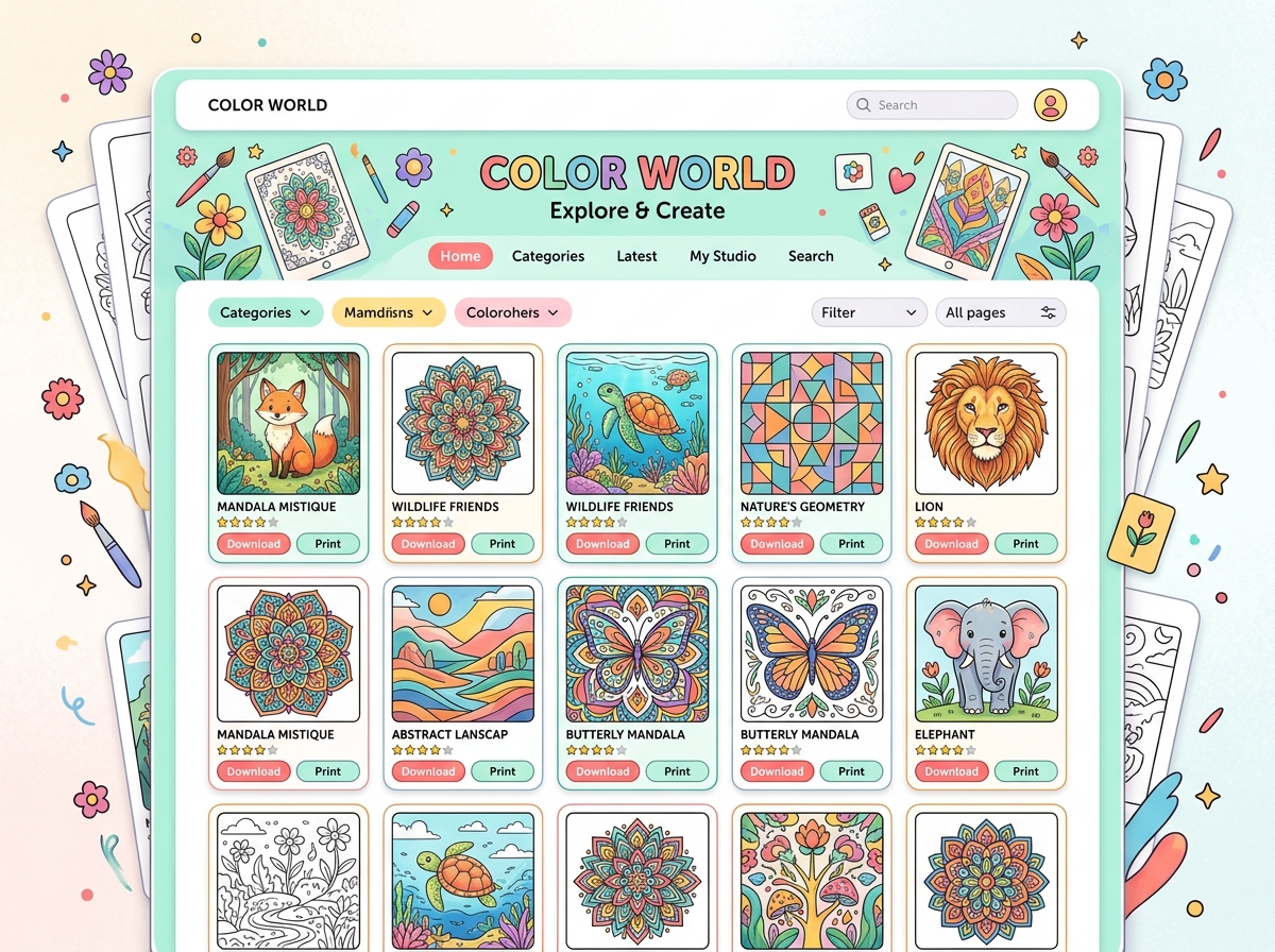 Free coloring pages library preview