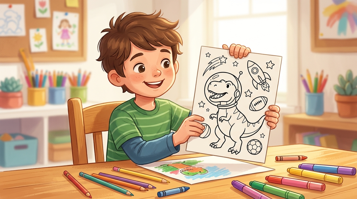 男孩涂色页定制设计