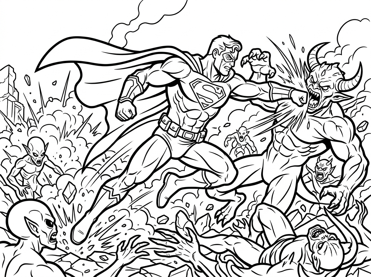 Superhero coloring page design