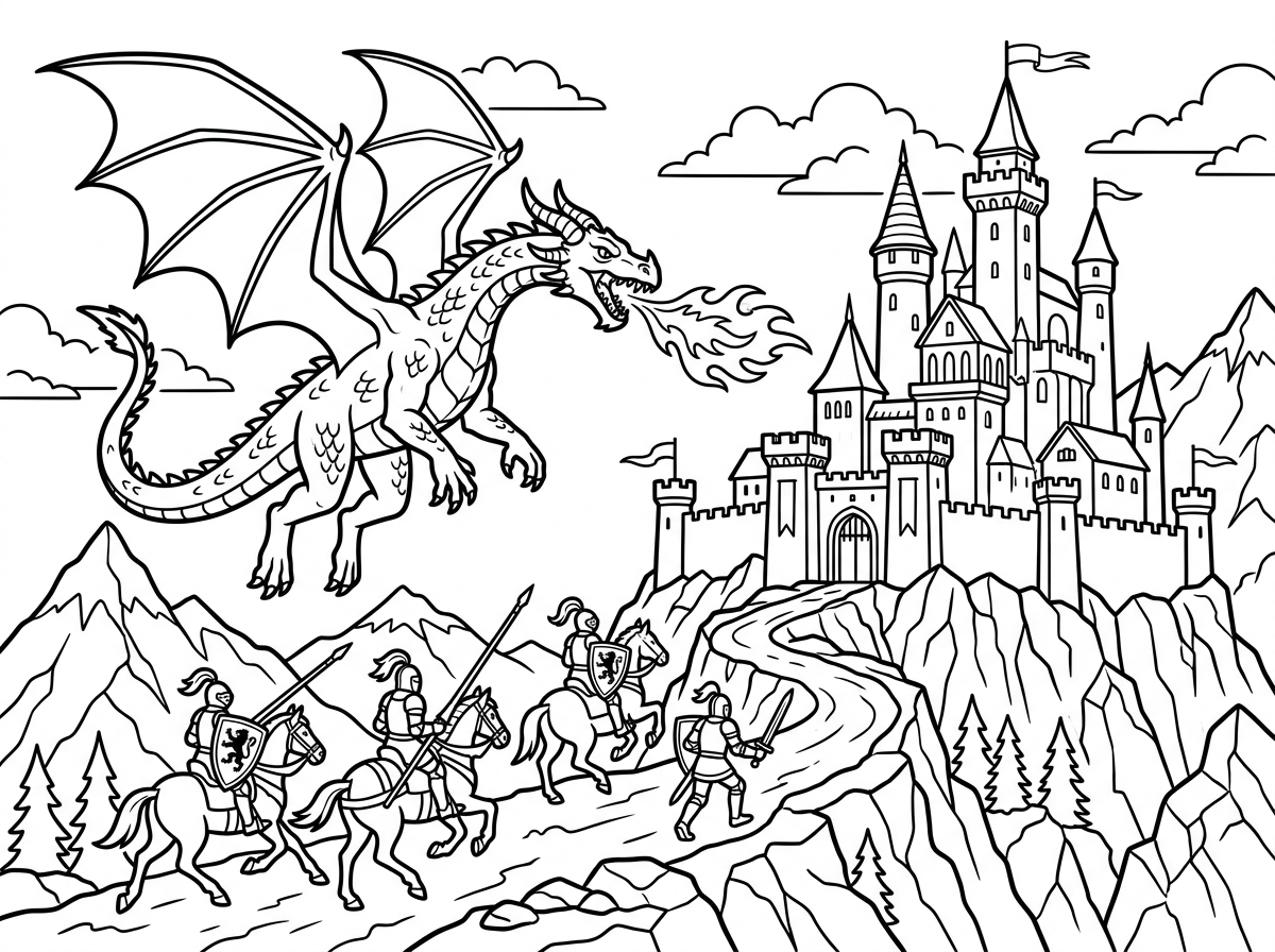 Fantasy dragon coloring page